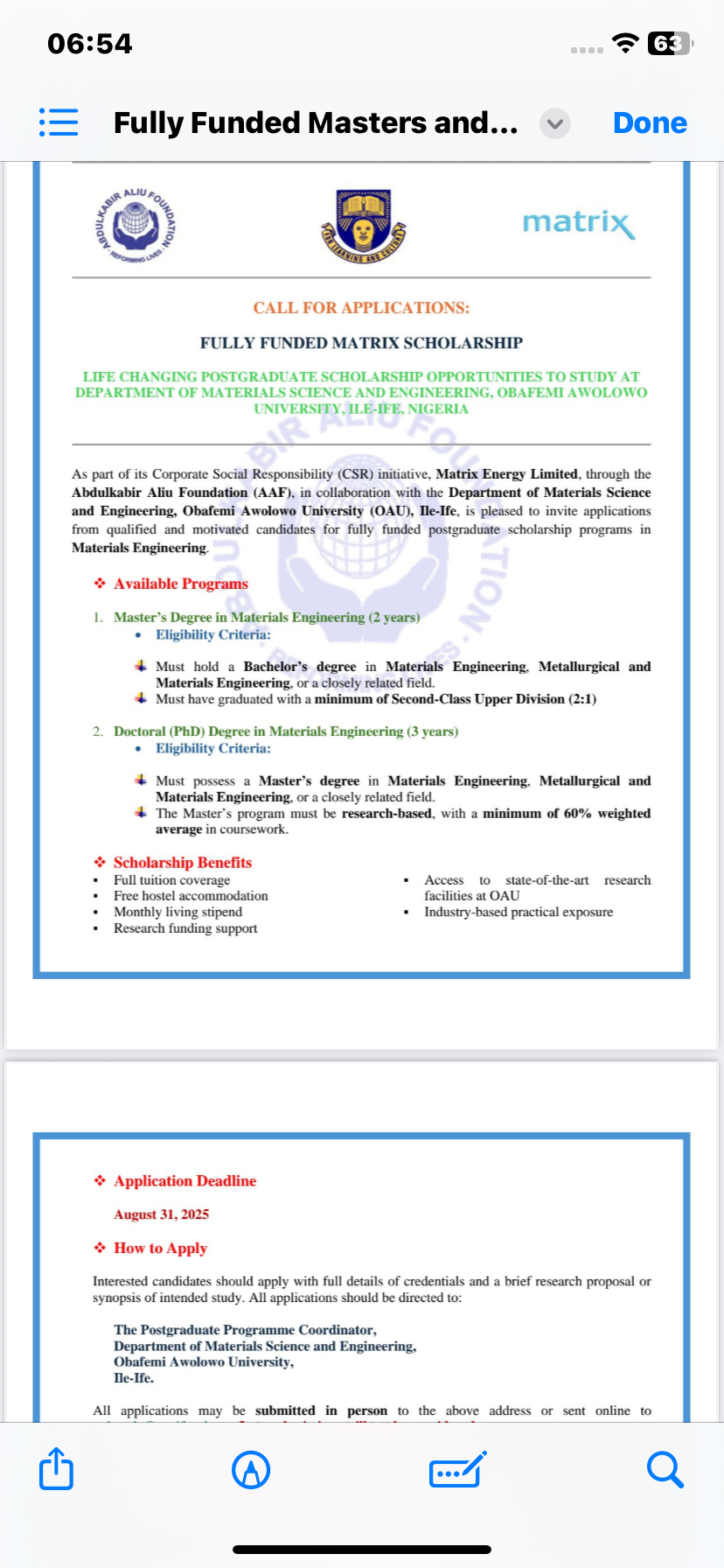 Life Changing Scholarship To Study At OAU- Fully Funded Opportunity