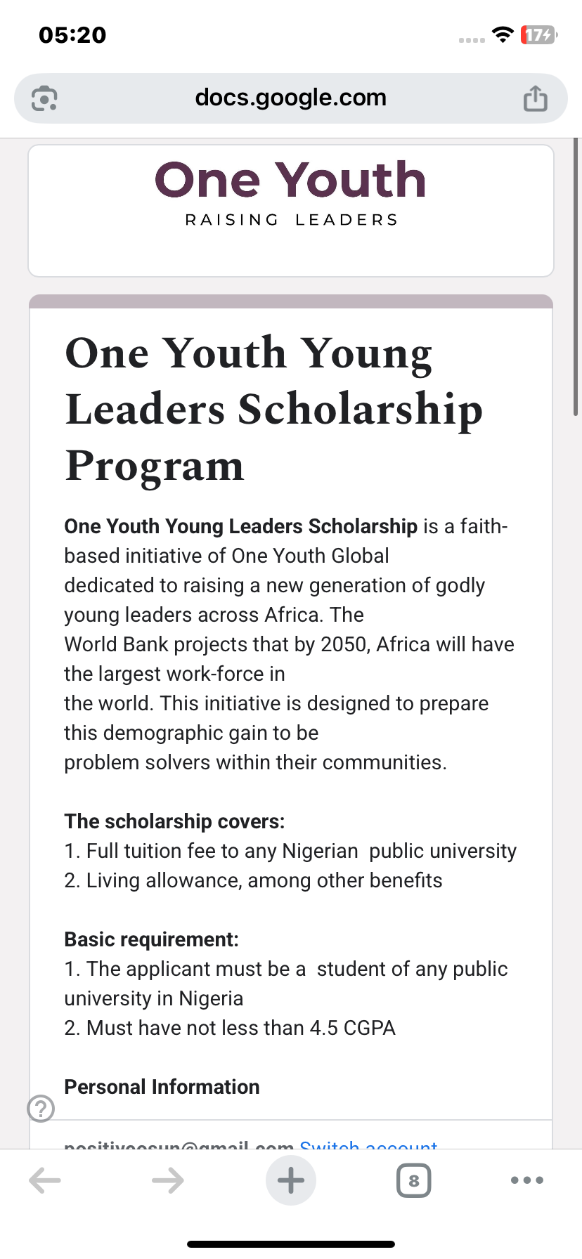 One Youth Young Leaders Scholarship 2025 for Undergraduates: Fully Funded Opportunity